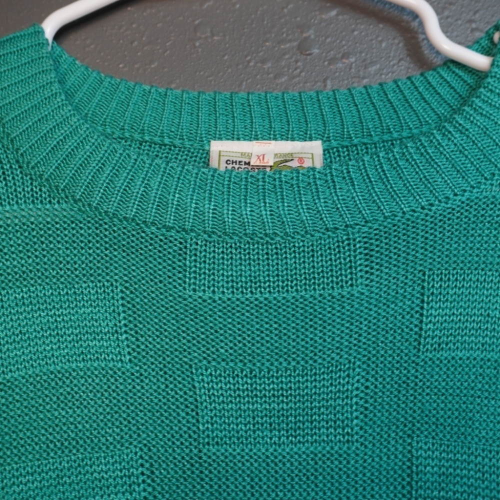 Lacoste Mens Light Green Chemise Crew Neck Vintage Long Sleeve Sweater Size XL - Picture 4 of 9